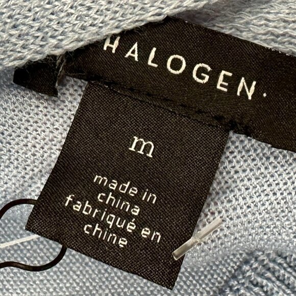 NEW Nordstrom Cross Back Wool Sweater Light Blue Fog Size Medium Open Back Top M - Picture 7 of 8